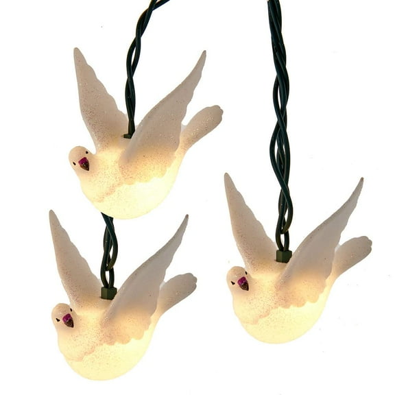 Kurt S. Adler UL 10 Glitter Dove Light Set, 144-Inches, White