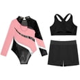 thumbnail image 4 of TiaoBug Kids Girls Long Sleeve Gymnastics Leotard Vest with Athletic Shorts Ballet Unitard Dancewear Pink 10, 4 of 5