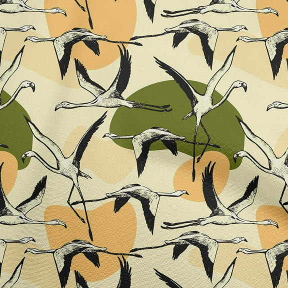 oneOone Rayon Light Yellow Fabric Flamingo Fabric For Sewing Printed Craft Fabric By The Yard 56 Inch Wide