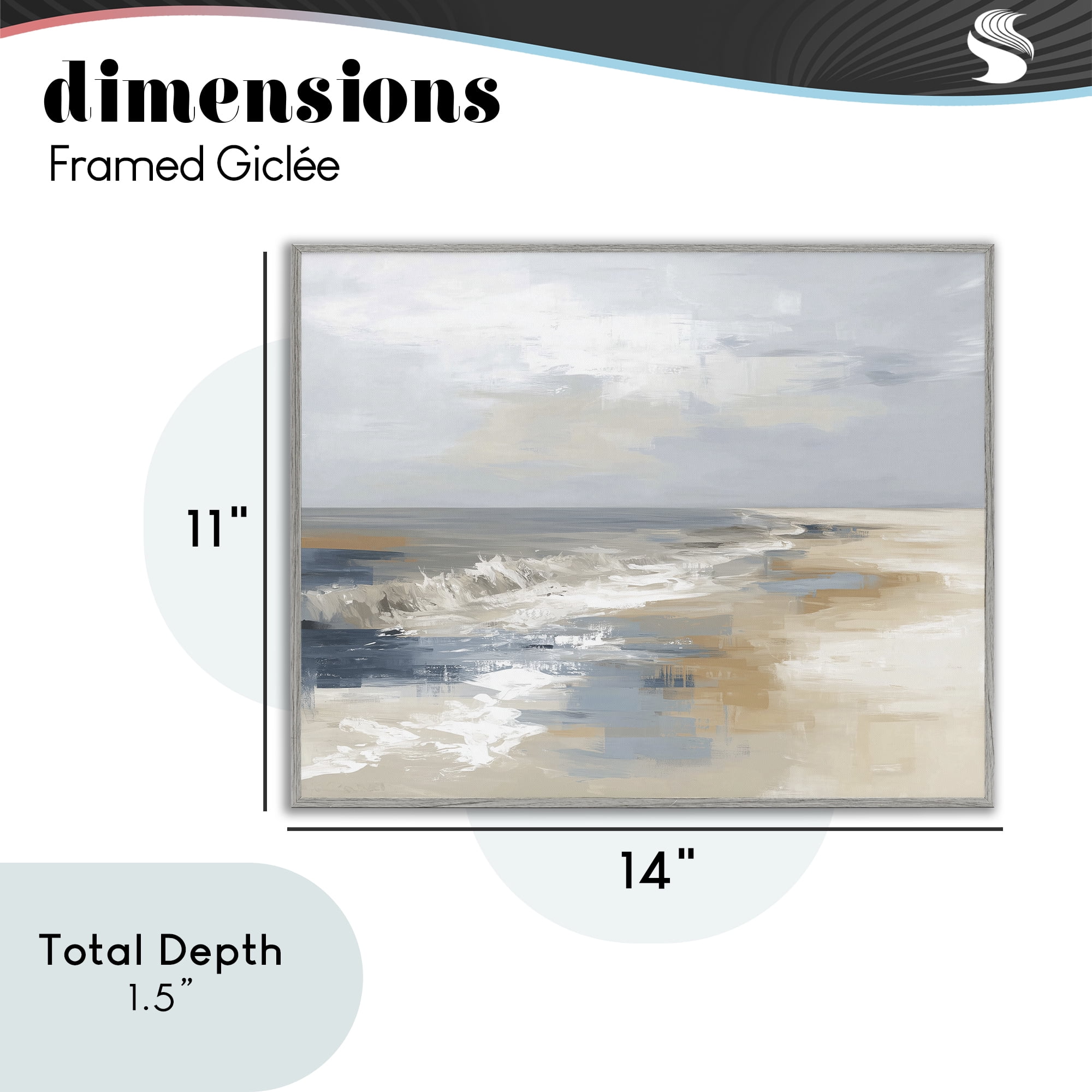 Stupell Industries Tranquil Beach in Neutrals Gray Framed Giclee Art, design by Kim Curinga