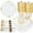 White, variant on 175PCS Green Plastic Plates - Disposable Green Gold Party Plates & Pre Rolled Napkins with Cutlery for 25 Guests, 50Plates, 75Silverware, 25Cups, 25Napkin for Wedding & Party