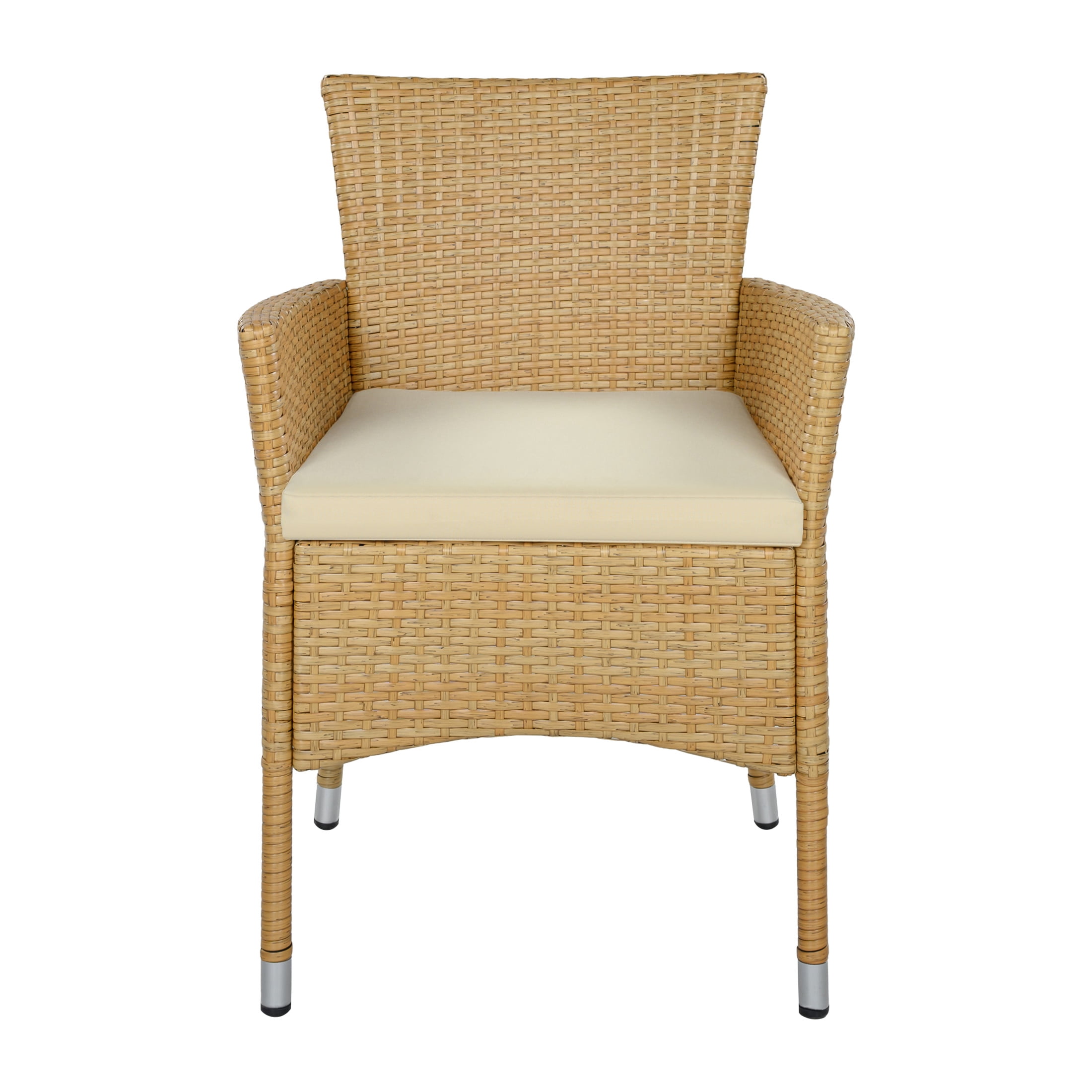 Christopher Knight Home Outdoor Wicker Patio Dining Chairs with Cushions, Natural, Set of 2