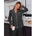 thumbnail image 2 of Ekouaer Satin Pajama Set for Women Silky Sleepwear Long Sleeve Top and Pants Button Down Pjs Lounge Set, 2 of 6