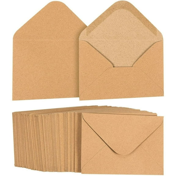 Kraft Paper Invitation Envelopes for Wedding, Party, 3 5/8 x 5 1/8" 100-Count A1