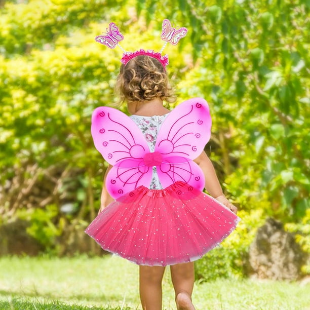 Disfraz De Hada Mariposa Para Niñas Con Alas, Tutú, Diadema, Máscara Y Tatuajes, Set Completo De 9 Piezas Para Halloween, Carnaval Y Cosplay (3-10 Años)
