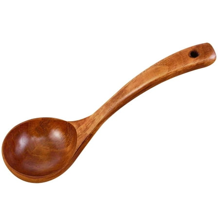 

ZEHUANYU 1Pc Chinese Style Wooden Ladle Soup Spoon with Long Handle Rice Sugar Salt Seasoning Scoop Kitchen Utensils (Light Brown)