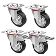 thumbnail image 1 of Paquete de 4 ruedas giratorias de goma de 3", ruedas de placa superior de 360 grados, capacidad de 110 lb por rueda | 2 con frenos, 2 sin, 1 of 6