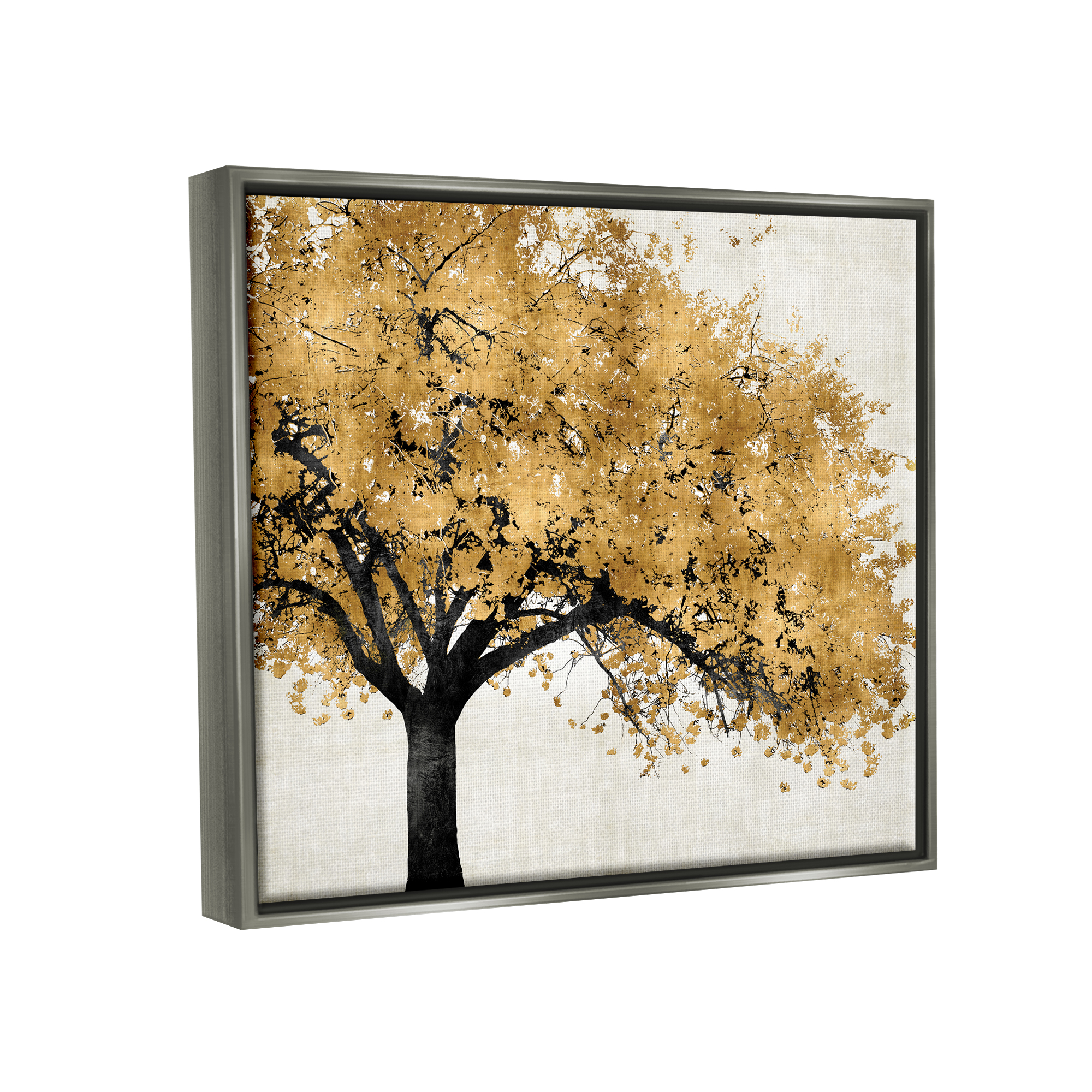 Stupell Industries Traditional Tree with Autumn Leaves over Neutral Luster Gray Framed Floating Canvas Wall Art, 24x30, by Kate Bennet