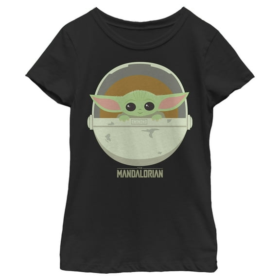 Girl's Star Wars: The Mandalorian The Child Cartoon Art Bassinet  Graphic Tee Black Large