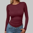 thumbnail image 2 of felwors Women's Long Sleeve Shirtsï¼2025 Casual Basic Going Out Crop Tops Slim Fit Tight Y2K Clothes , XS, 2 of 4