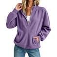 thumbnail image 6 of Jaunzuar Sweatshirt for Women Corduroy Long Sleeve Quarter Zip Pullover Stand Collar Loose Casual Tops with Pockets L, 6 of 6