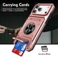 thumbnail image 1 of For Apple iPhone 17 Pro Max Phone Case with Finger Ring Holder Kickstand, Card Slots，Heavy Duty Shockproof Rugged Protective Working with Magnetic Car Phone Mount,Rose Gold,For iPhone 17 Pro Max, 1 of 7