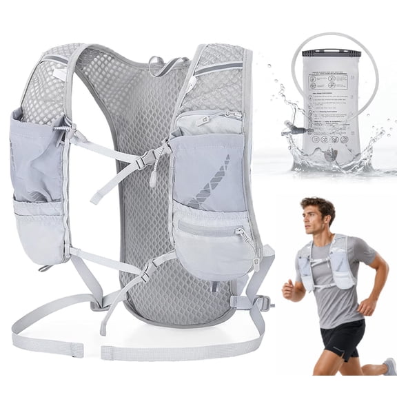 Breathable Running Hydration Vest, 1.5L Water Bladder Backpack for Women Men, Adjustable for Hiking Marathon Cycling