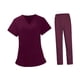 thumbnail image 5 of Conjunto de uniforme de trabajo para mujer, ropa de trabajo roja, camiseta con cuello en V, ropa de trabajo de enfermería, top Talla L, 5 of 9