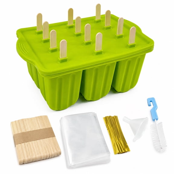 Popsicle Molds Silicone Popsicle Maker Homemade Ice Pop Mold Ice Pop Maker 12 Pieces Green