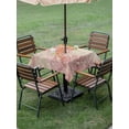 thumbnail image 4 of Outdoor Tablecloth with Umbrella Hole for Patio/Picnic/Party/Camping, Coral Jellyfish Coastal Waterproof Table Cloth Square Cover Washable, Summer Ocean Coral Pink Linen (54"x 54"), 4 of 8