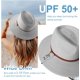 thumbnail image 3 of Women Straw Panama Hat Travel Fedora Beach Sun Hat Summer Wide Brim Straw Roll up Hat UPF 50+, 3 of 5