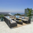 thumbnail image 2 of Santa Cruz Outdoor 12-Pc Dark Brown Wicker Sectional Sofa Set with Beige Cushion, 2 of 13