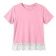 thumbnail image 3 of T-shirts à Manches Courtes pour Filles, Enfants, Mignon, Ourlet en Dentelle, Col Rond, Hauts d'Été, 3 of 7