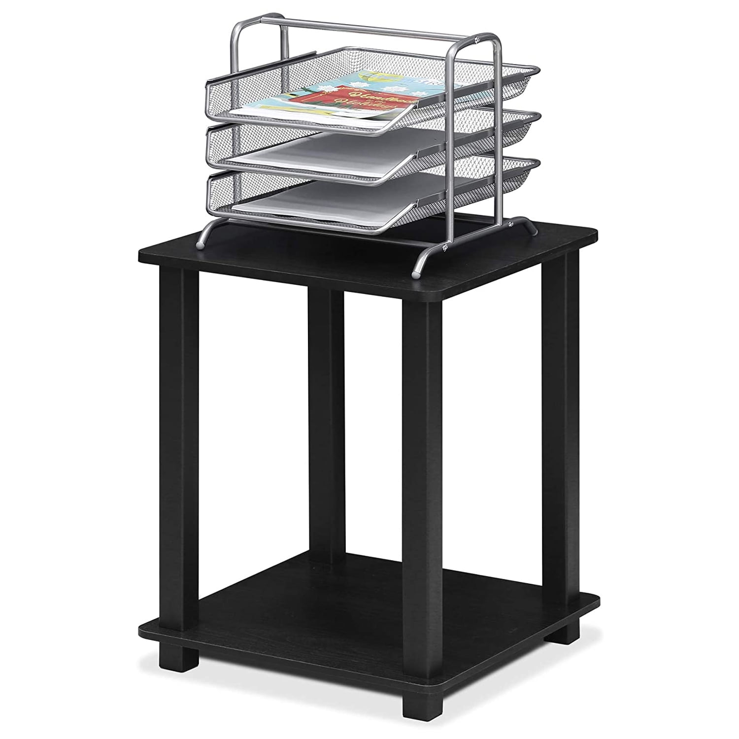 Furinno Simplistic End Table, Set of Two, Americano/Black