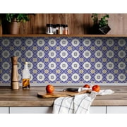 6" X 6" Blue White and Gold Mosaic Removable Tiles