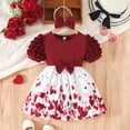 thumbnail image 4 of RMGVDSD Toddler Girls Dresses Cute Short Sleeve Floral Dress With Bow Puff Sleeves A-Line Sundress Casual Holiday Birthday Easter Outfit 18-24 Months, 4 of 7