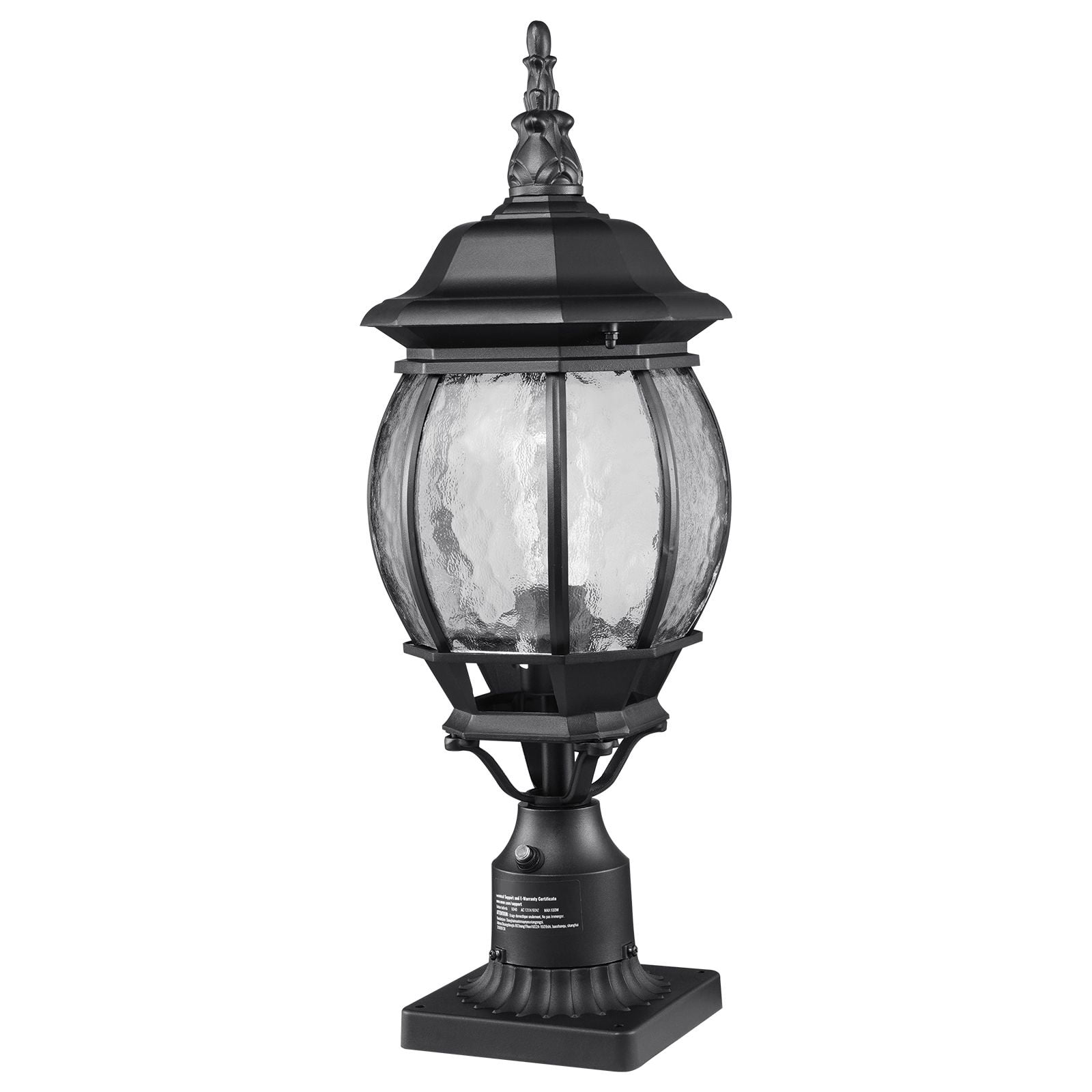 Dranite 2-Pack Outdoor Lamp Post Lights, 20.87in Pier Mount with Dusk to Dawn Sensor