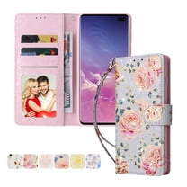 Allytech for Samsung Galaxy S10 Plus Wallet Case, RFID Blocking PU Leather Magnetic Closure Case with Wrist Strap Card Slots Soft TPU Bumper Case for Galaxy S10 /S10 Plus 6.4" 2019, Pink Rose