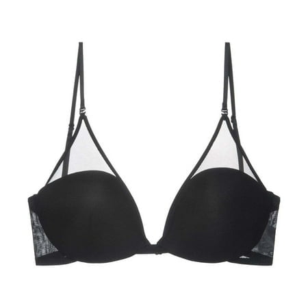 FhsagQ Bra Womens Bras Plus Size Robe Women's V Neck Mesh Bra Breathable Backless French Bra Creating A Appearance and Comfortable Fit Women's Bras Sleep Bras Black 75A
