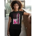 thumbnail image 3 of Breast Cancer Back The Pink American Flag US Women's T-shirt, 3XL, Black, 3 of 4