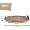 thumbnail image 5 of Coffee Table Tray, Wooden Tray with Handles, Beaded Round Decorative Trays for Home Decor Kitchen Counter Living Dinning Room Countertop Display, 5 of 8