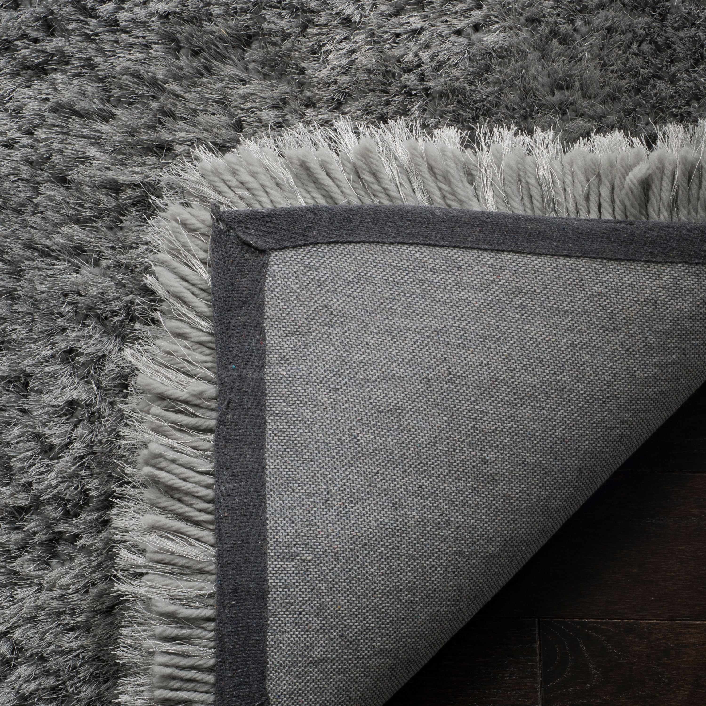 SAFAVIEH Luxe Paxton Solid Plush Polyester Shag Area Rug, Grey, 4' x 6'