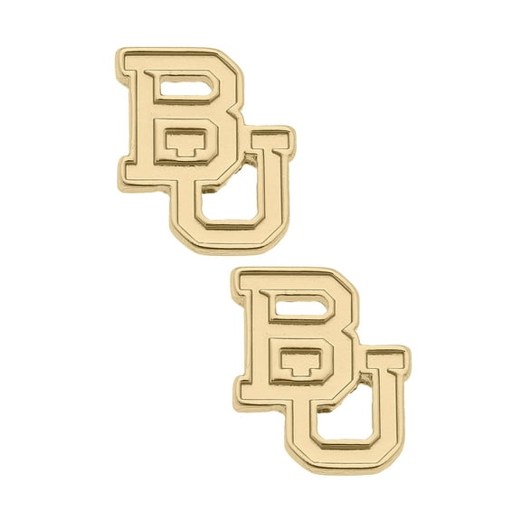 Women' CANVAS Style Baylor Bears 24K Gold Plated Stud Earrings
