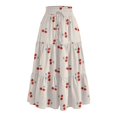 thumbnail image 3 of Women's Printed Casual Skirt Floral Pattern High Waist Flowy Midi Length Summer Fashion A Line Beige L, 3 of 4