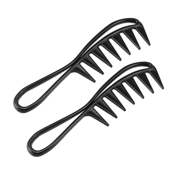 Vocoste 2 Pcs Afro Wide Tooth Comb Large Hair Fork Comb for Men Women Plastic Black