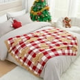 thumbnail image 6 of Gingerbread Man Throw Blanket Red White Plaid Checkered Blanket 50x60 inches, Ultra Soft Cozy Throw Blanket for Couch, Sofa and Bed for Christmas, 6 of 6