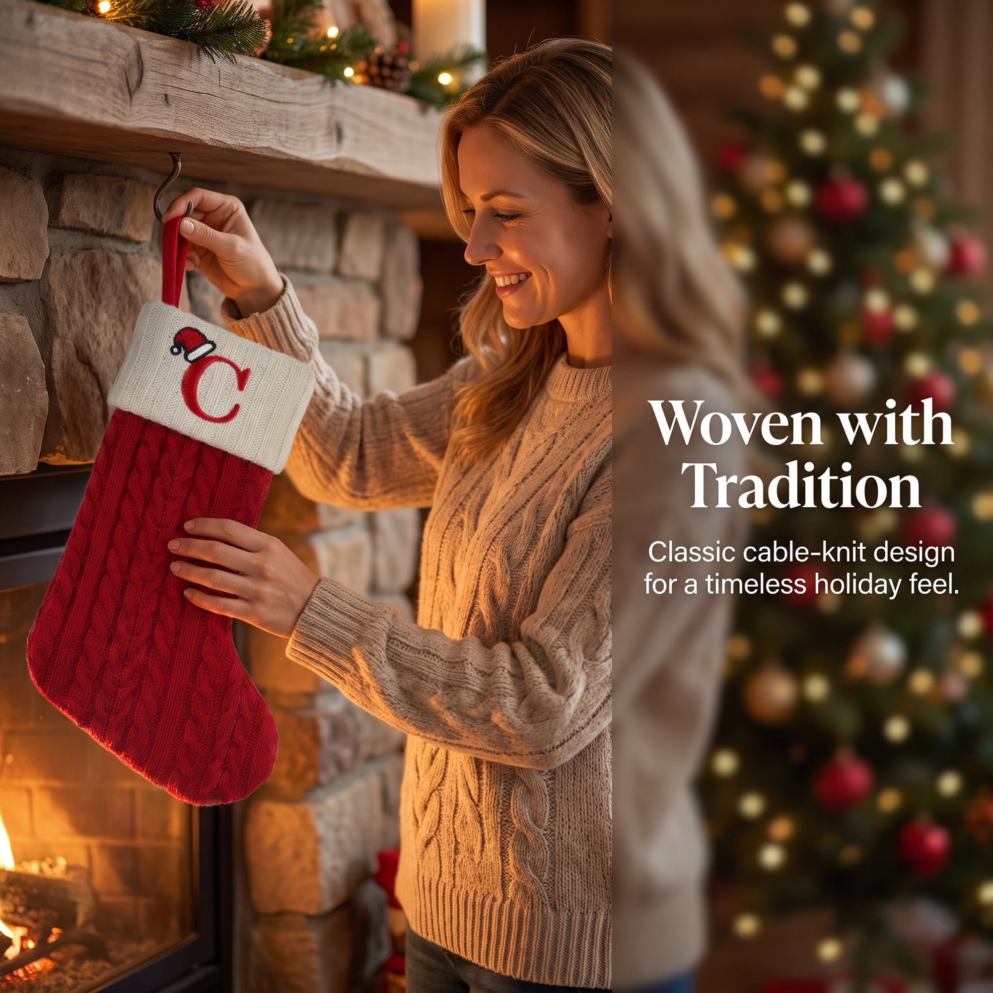 Unique Bargains Cartoon Christmas Luxury Grand Hearth Accent Stocking Letter C 8"