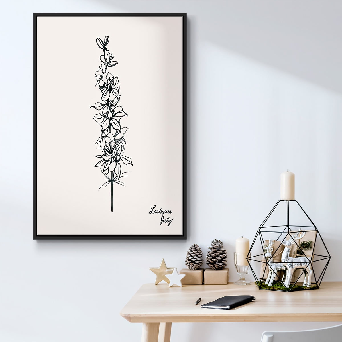 Annual Flowers VII - Framed Gallery Wrapped Holiday Canvas - 27 x 41 - Black Frame