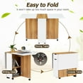 Folding Dining Table with 6 Lockable Wheels Draw and Shelves Drop Leaf