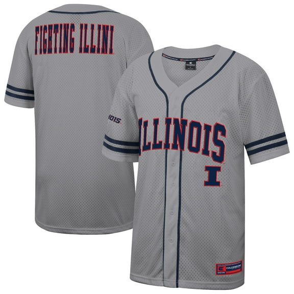 Men's Colosseum Gray Illinois Fighting Illini Free Spirited Baseball Jersey