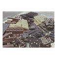thumbnail image 1 of Chocolate Cutting Board, Pile of Assorted Chocolate Bars Black and White Pieces with Hazelnut, Decorative Tempered Glass Cutting and Serving Board, in 3 Sizes, by Ambesonne, 1 of 2