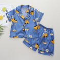thumbnail image 2 of Fesfesfes Baby Summer PJS Set Casual Toddler Satin Loungwear Cute Home-wear Short Sleeve Sleepwear Sets Boys Pajamas Sets, 2 of 9