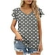 thumbnail image 1 of Camisas de Cuello de Tripulación de Manga Corta para las Mujeres Plisado Mangas de Ruffle, Cuello Redondo Casual Primavera Y Blusa de Verano, 1 of 5