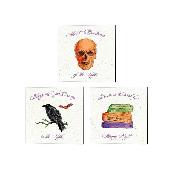 Great Art Now Phantoms of the Night Color A by Anne Tavoletti 3 Piece Canvas Art Set Each 14W x 14H