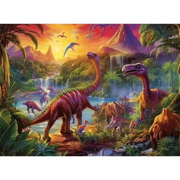 300 Piece Puzzles for Adults Dinosaur Glow Glow in The Dark Dino Landscape Formation Wooden Decoration Educational Games Large Puzzle Game Toys 14.9'' x 10.2''
