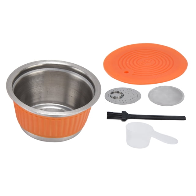 Tasse Filtre à Café, Cuillère 40ml Ensemble de Café Réutilisable Protection Environnementale Robuste Qualité Alimentaire pour Bureau Bleu, Orange, Couleur Café