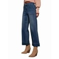 thumbnail image 2 of Womens High Waist Wide Leg Jeans Trendy Cropped Denim Pants Solid Ankle Length Stretchy Jeans with Pockets Blue XL, 2 of 9