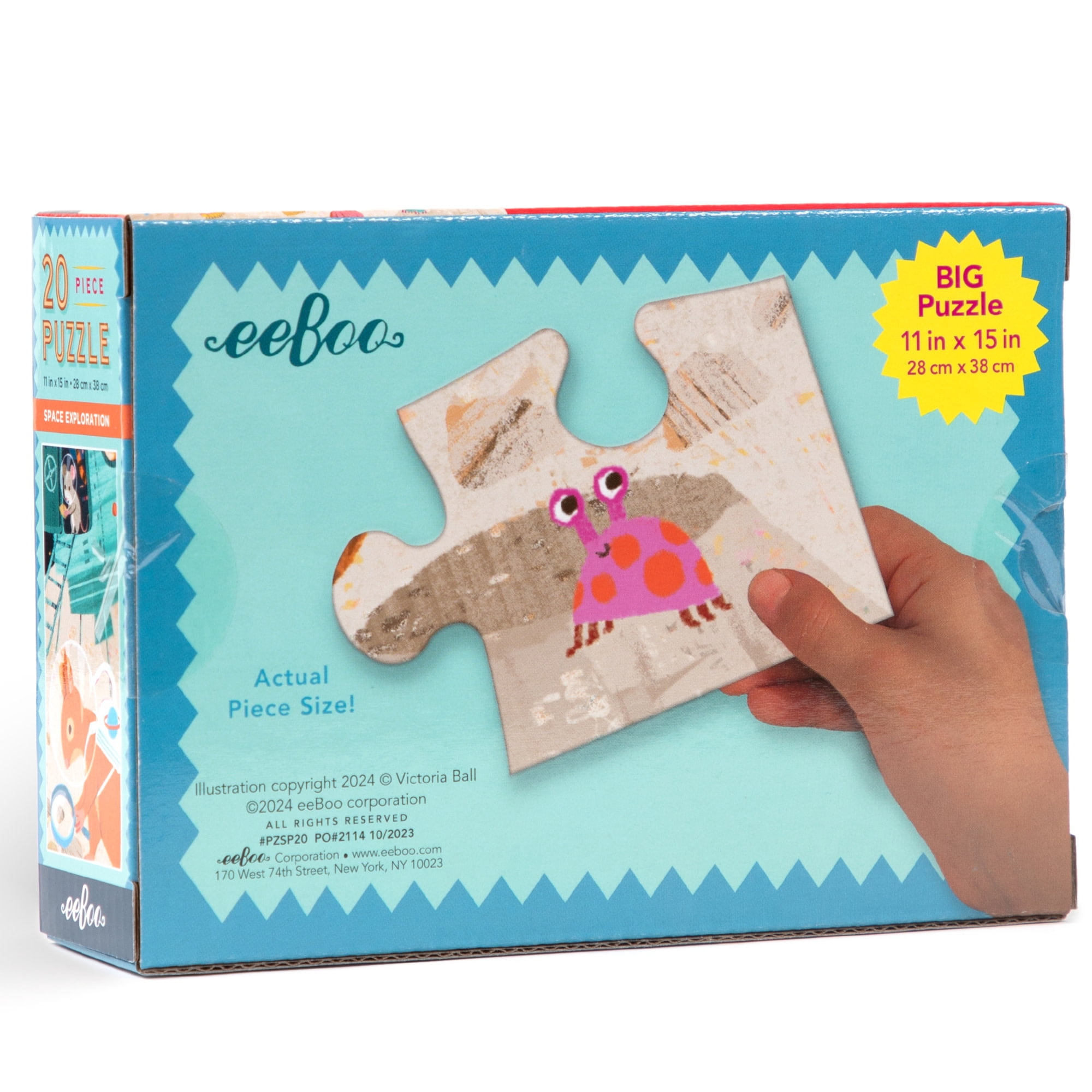 eeBoo: Space Exploration - 20 Piece Puzzle - 15 x 11" Kids Jigsaw, Oversized Glossy High-Quality Pieces, Animals On The Moon, Preschool Puzzle, Age 3+