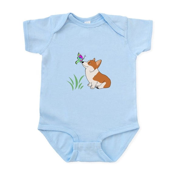 CafePress - Corgi With Butterfly Body Suit - Baby Light Bodysuit, Size Newborn - 24 Months