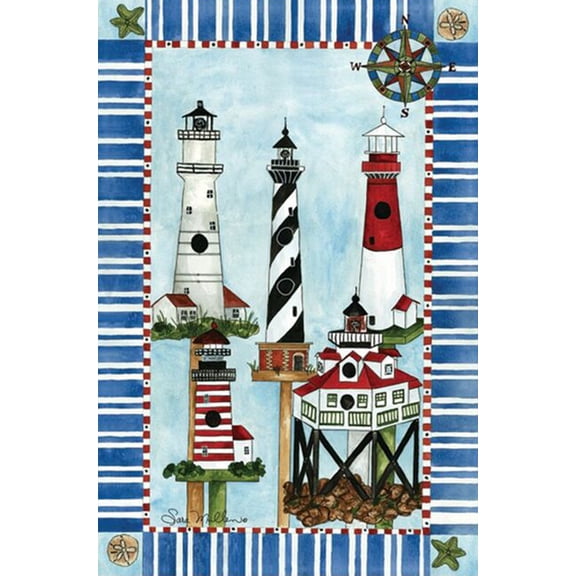 Eastern Lights Nautical Garden Flag Summer Seashore Beach Lighthouse 12" x 18"